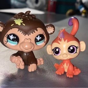 100% AUTHENTIC Littlest Pet Shop Lot #663 Chimpanzee Monkey w a baby monkey